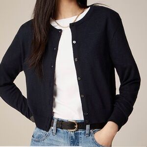 J. Crew Women's Midnight Blue Featherweight Cashmere Cardigan